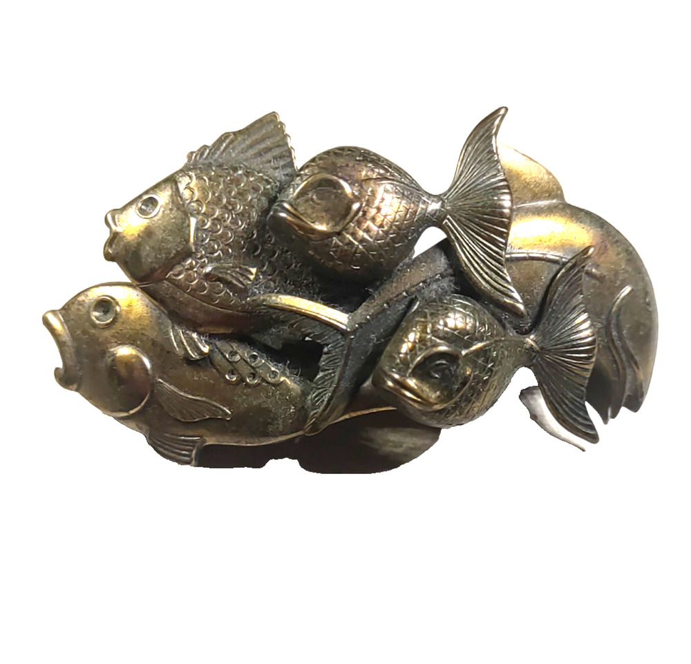 Hair Barrette Tension Clip Brass Fish Ocean Breach